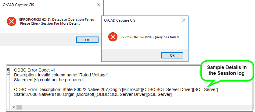 Error message in the Capture CIS > Windows > Session log