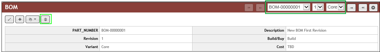 BOM Delete Button