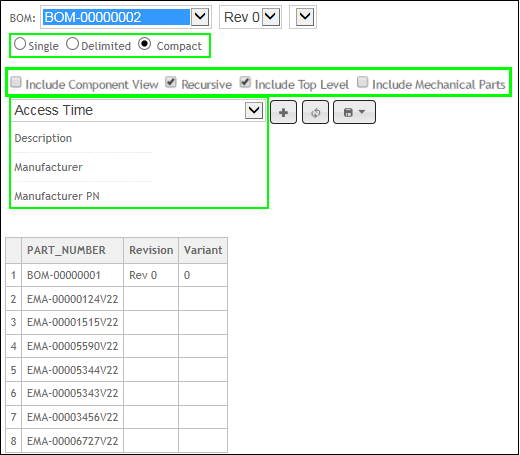 BOM Options for Export