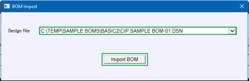 Importing BOM Parts List from Design File