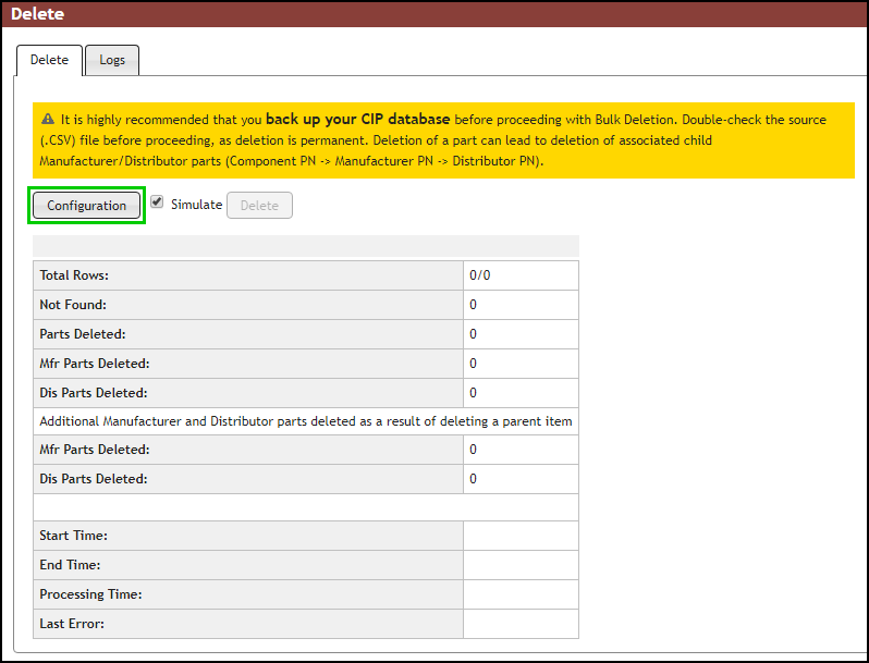 Configuration Button Opens CSV File Window