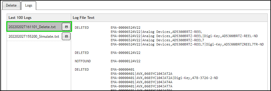 Log File Selected