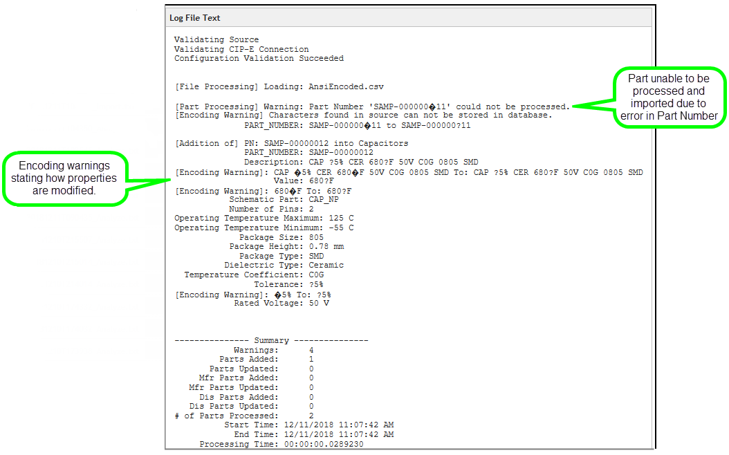 Log warnings indicating use of ANSI Encoded characters 