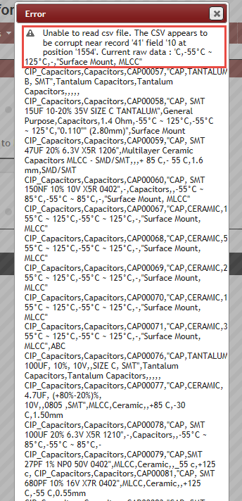 Error "Unable to read csv file"