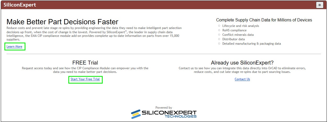 Learn More or Start Free Trial for a Silicon Expert Account