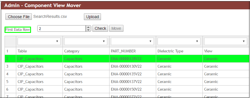 Select the First Data Row