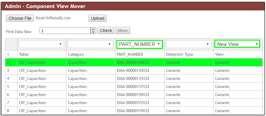 Map PART_NUMBER Column