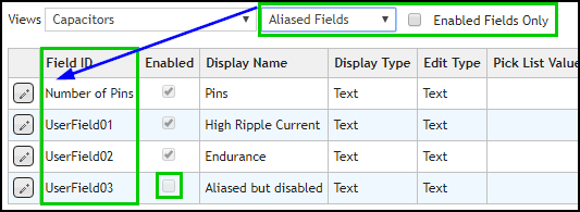 All Aliased Fields for Capacitors