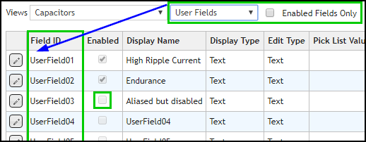 All User Fields for Capacitors