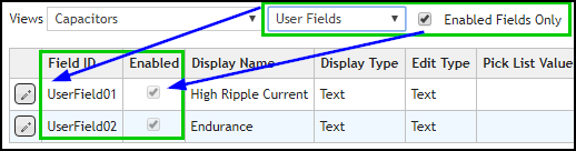 Enabled User Fields for Capacitors