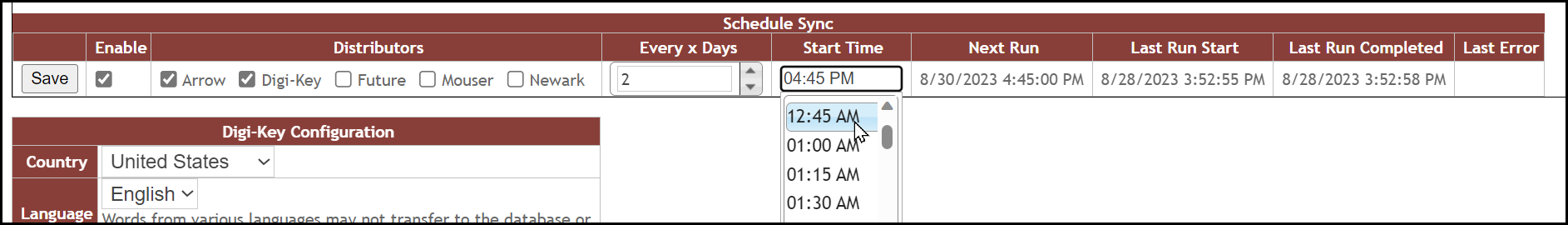 Schedule Distributor Sync