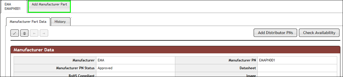 Add Additional Manufacturer PN