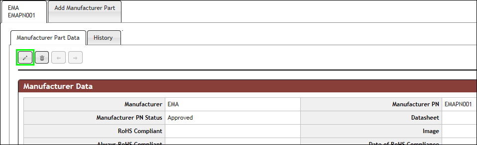 Modify an Existing Manufacturer Part