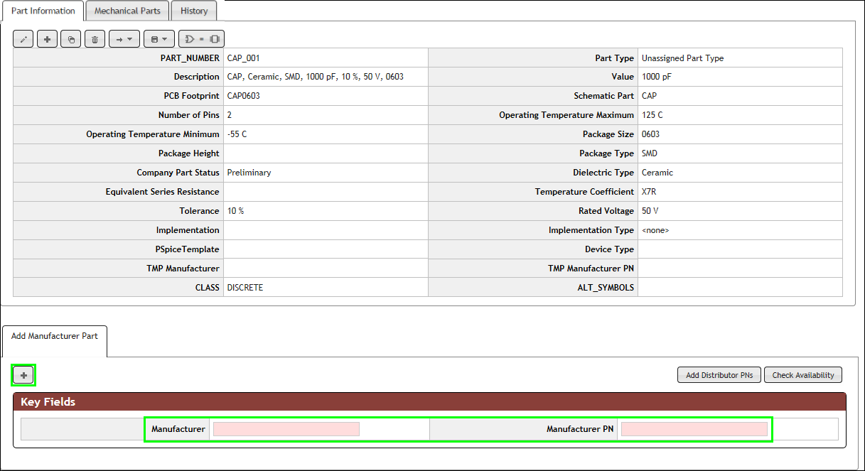 Add Manufacturer PN