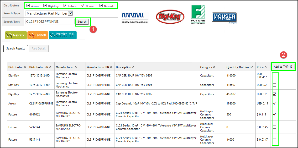 Add Multiple Distributor Parts