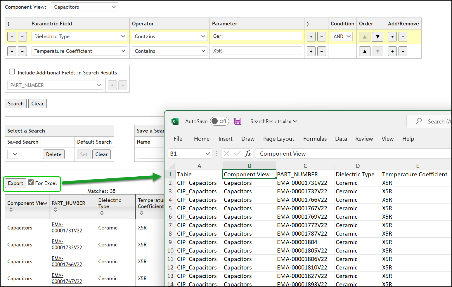 Export Search Results to Excel