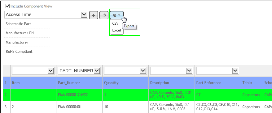 Export BOM as Excel or CSV File