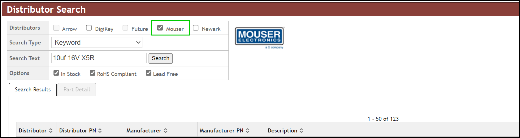 Mouser Keyword Search