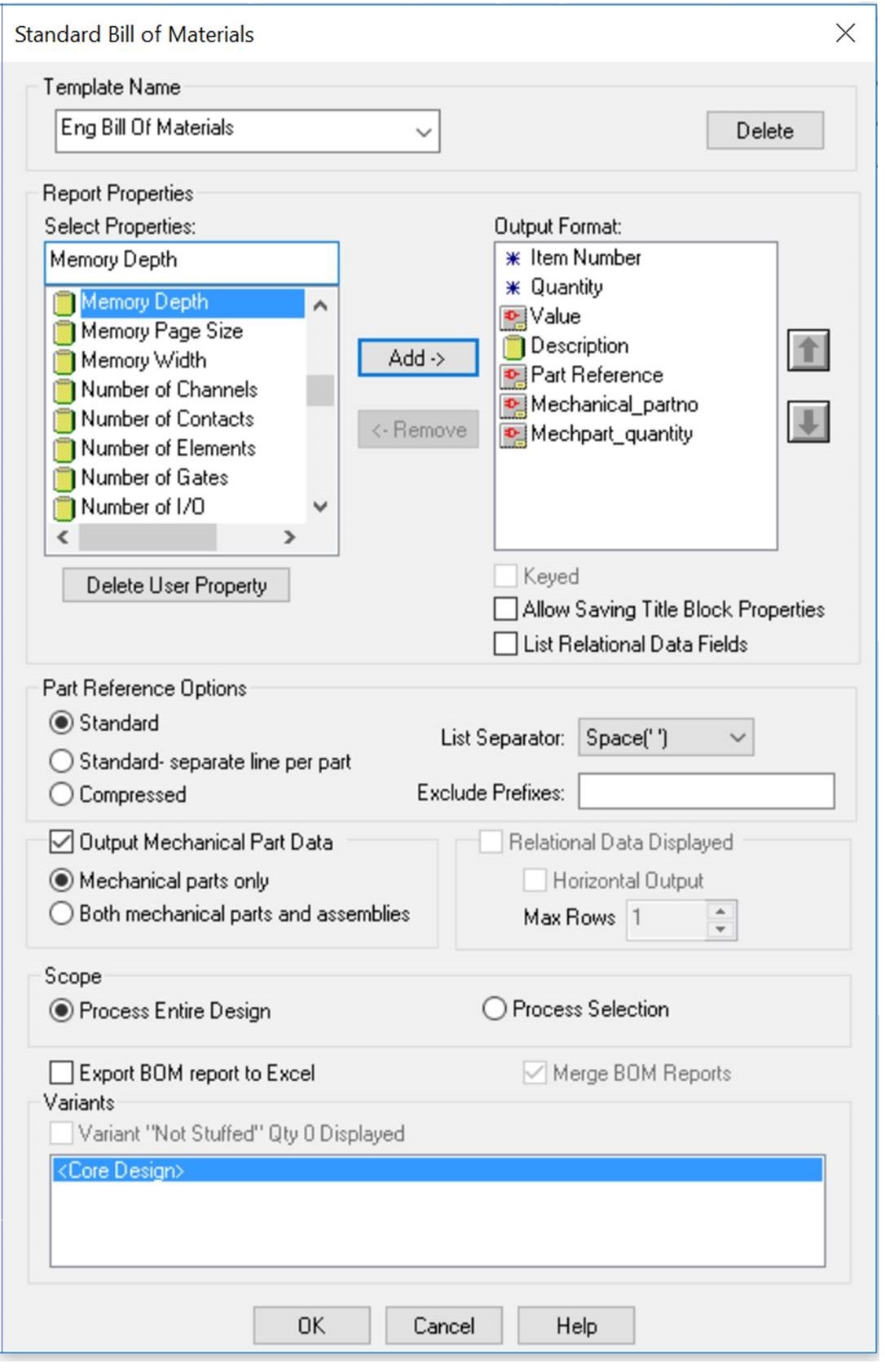 Add Mechanical_partno and Mechpart_quantity to BOM Output