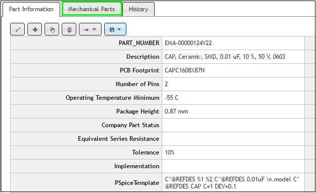 Select Mechanical Parts Tab