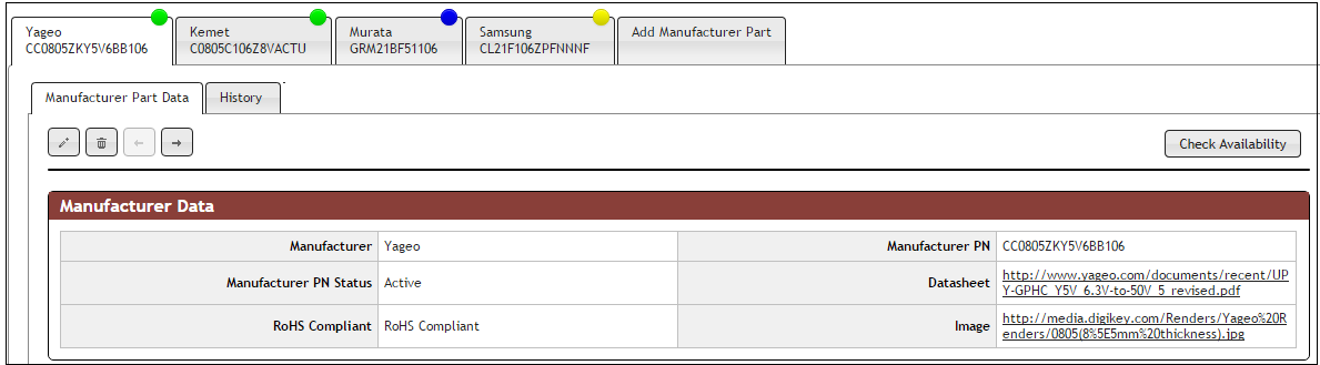 Manufacturer Parts With Color Coding Based on PN