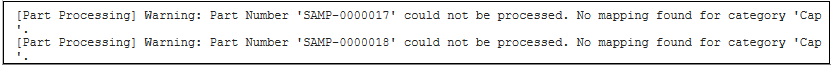 Log warnings explain why CIP is unable to process parts