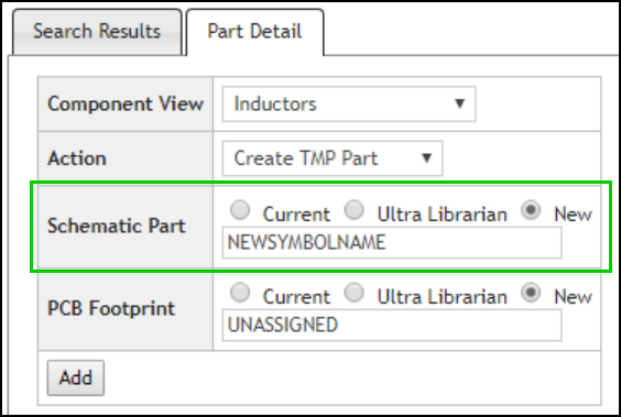 Or Enter New Schematic Part Name