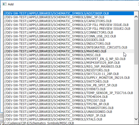 Selection List of OLB Library Symbols
