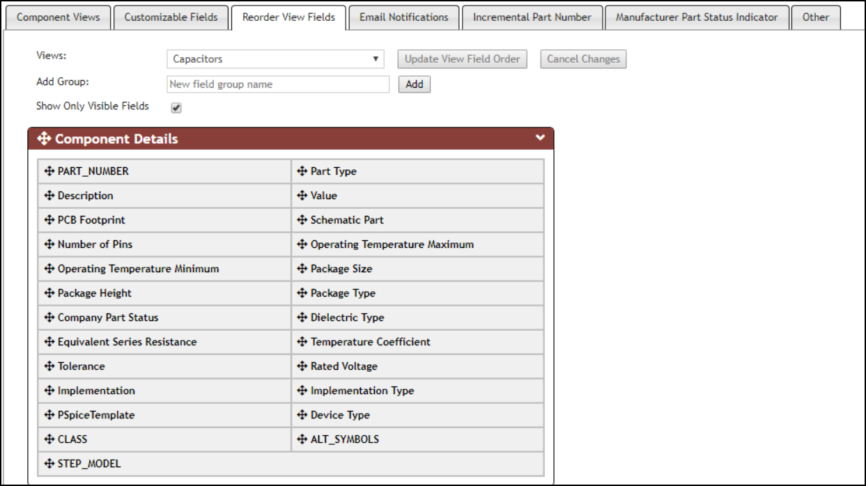 Default Field Order for Capacitors View