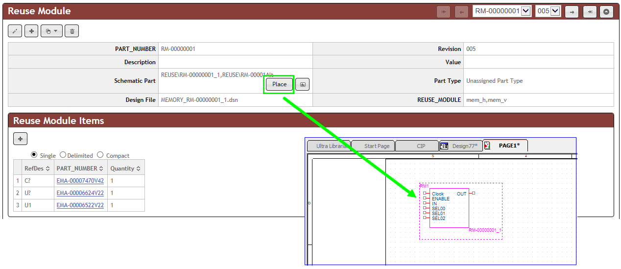 Place Your Reuse Module into Your Schematic Design