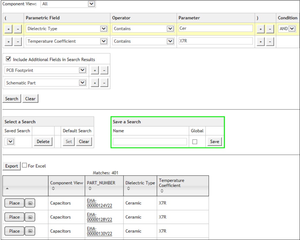 Saving Search Criteria