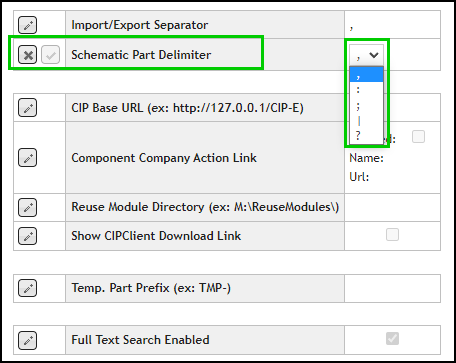 Configuring Schematic Part Delimiter