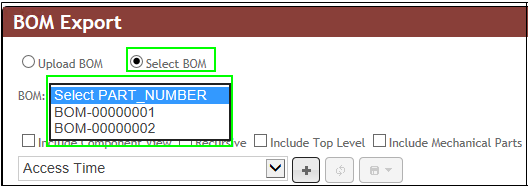 BOM Selection Drop List 