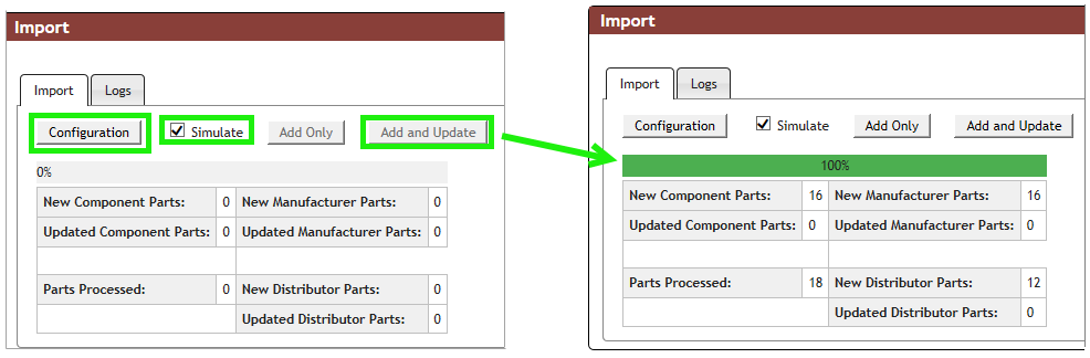 Simulate how the import will impact CIP database before you import parts